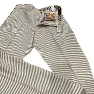 NEW Etro Seersucker Stripe Pants!  Brown & Tan Stripe  Size e 48 (US 32 x 31)